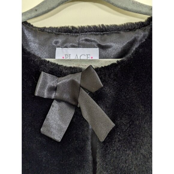 Girls XXL Faux Fur Black Capelet Wrap Shrug Holiday Event Formal Bow Soft - Picture 2 of 5